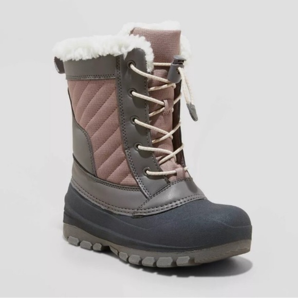 Target All In Motion Kids' Skylar Lace-Up Winter Boots Blush Girls Size 3 - Picture 2 of 13